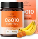 HERBAMAMA CoQ10グミー - 200mg 抗酸化剤サポートのための補酵素Q10 - ビーガン、非GMO毎日のエネルギーサポートサプリメント - 90ペクチンベースのバナナ風味の咀嚼
