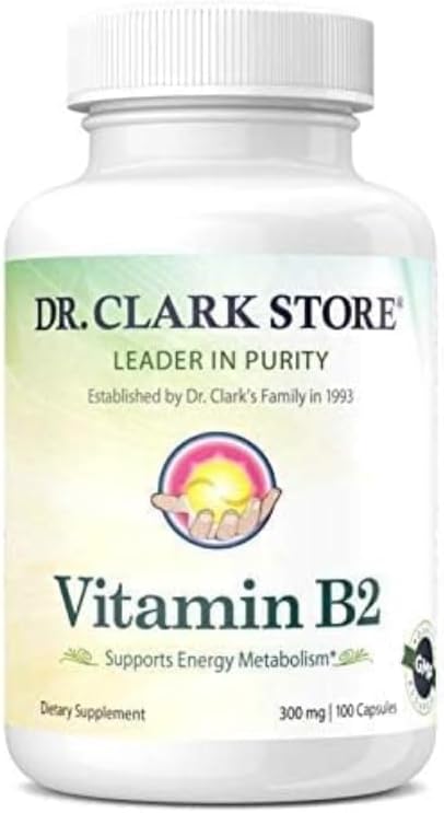 Dr. Clark Vitamin B2 Supplement, 300mg, 100 Gelatin Capsules