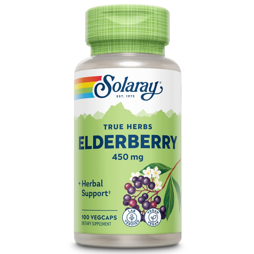 ソレイエルダーベリーベリーベリーベリー&フラワー450mg | 冷間月間全般のウェルビーイング対応 | フラボノイド&フェノール化合物配合 | 非GMO | 100ct