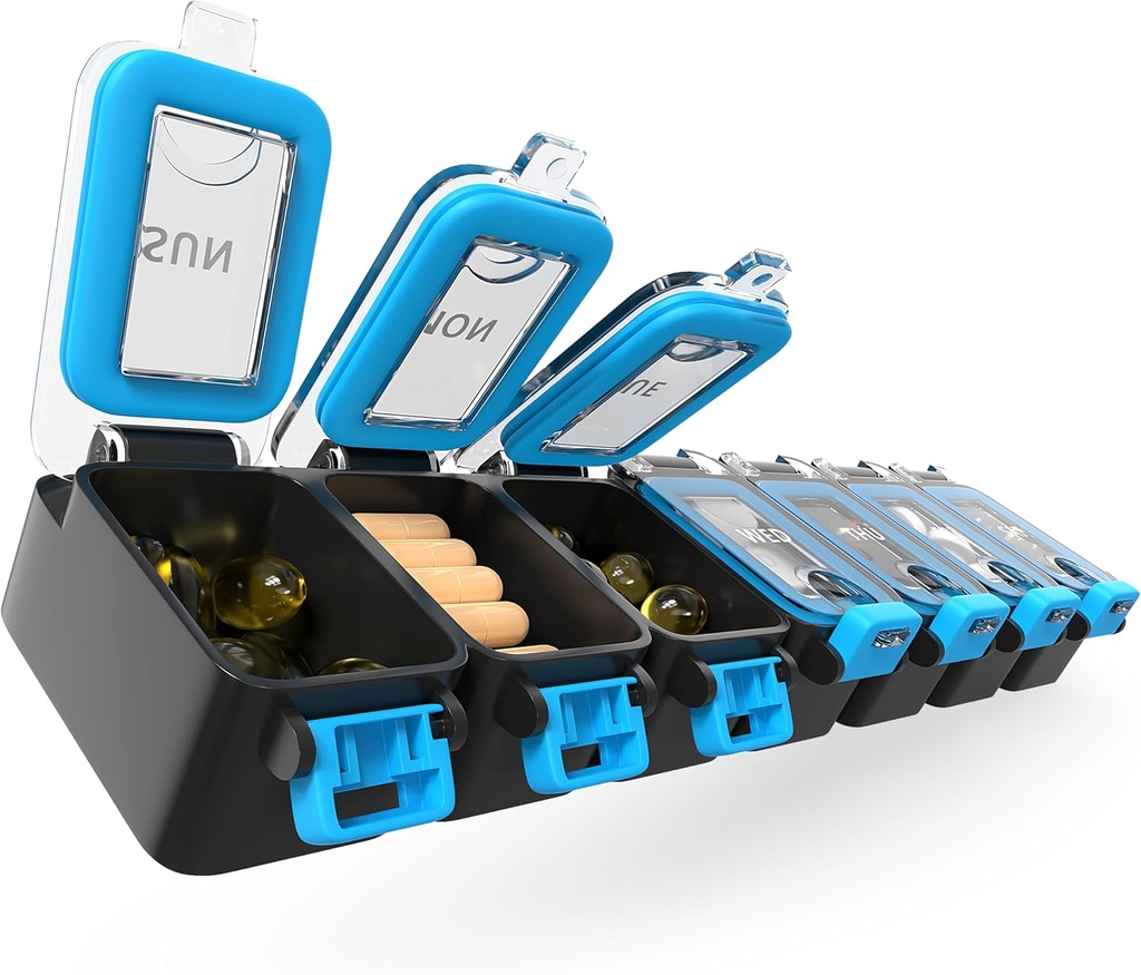 BEXEEN週刊薬の丸薬のオルガナイザーは7日の大きい丸薬箱の毎日の丸薬箱のかわいいビタミンのオルガナイザーの携帯用丸薬の容器旅行丸薬のホールダーXLの補足の薬ディスペンサー1日を防水します