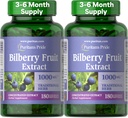 PuritanのPrideの優れたBilberryのフルーツのエキス250のmg (同等の1000mg)、4:1の集中された従来の草の補足、ビタミンC、3から6か月の供給、180の急速な解放のSoftgels 2-Pack
