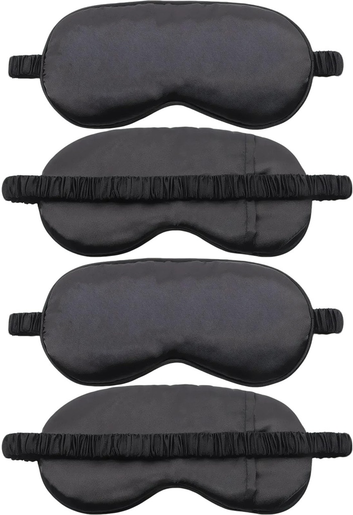4 Pack Sleep Mask for Women & Men, 100% Blackout Silky Eye Cover, Zero Eye Pressure Soft Satin Blindfold with Elastic Adjustable Strap, Lightweight Night Eyes Shade for Travel Nap Side & Back Sleepers