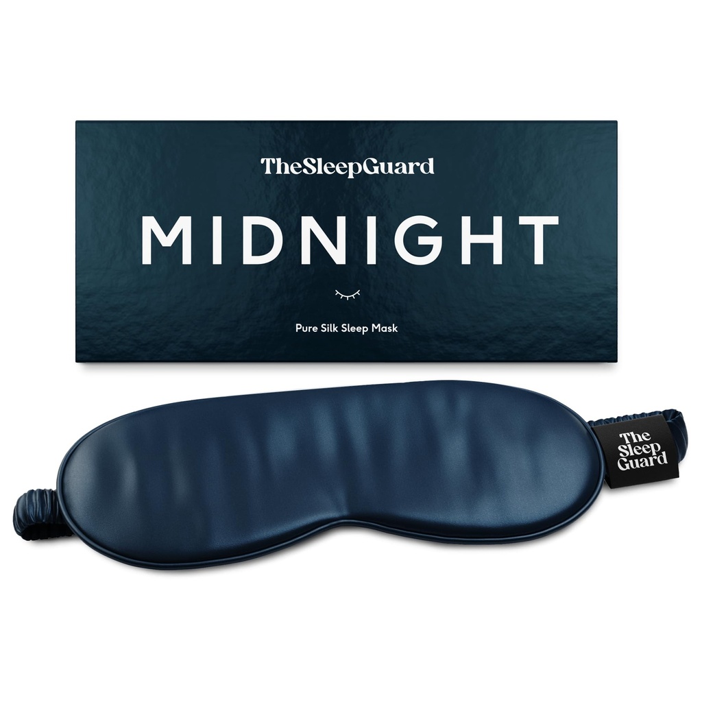 TheSleepGuard Pure Silk Sleep Mask [100% 6A Mulberry Silk, 22 Momme] Light Blocking Travel Essentials. Eye Masks for Sleeping. Black Oeko-Tex Blindfold. Eye Covers for Men & Women