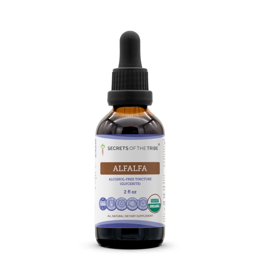 Secrets of the Tribe Alfalfa USDA Organic | Alcohol-Free Extract, High-Potency Herbal Drops | Made from 100% Certified Organic Alfalfa Dried Leaf (2 oz)