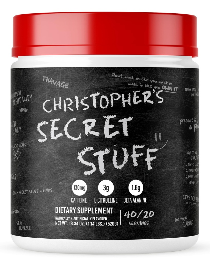 RAW Christopher's Secret Stuff Pre Workout Powder, Thavage (Tastes Like Winning) - Chris Bumstead CBUM Preworkout Supplement for Men & Women - ワークアウト, Hydration & Energy - 40 サービング