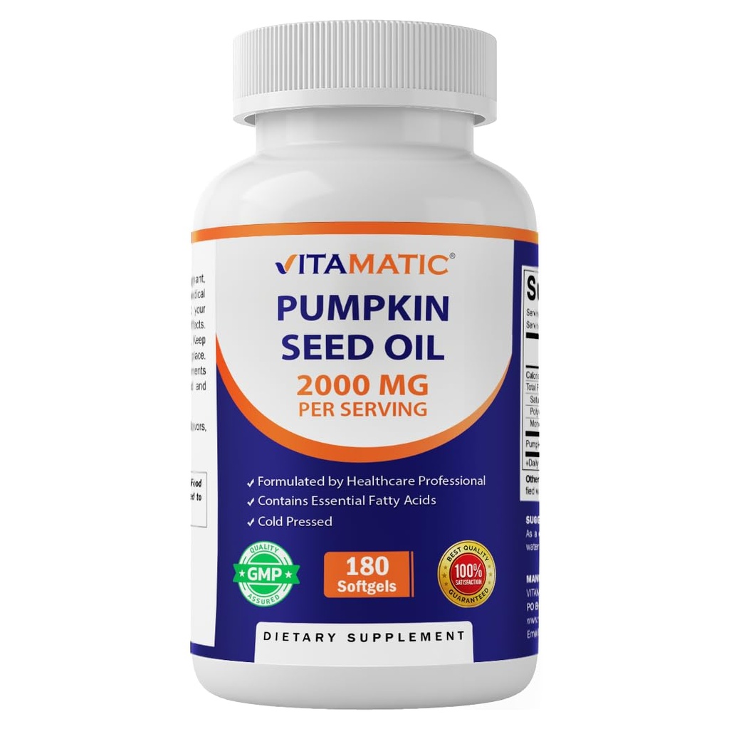 Vitamatic のカボチャの種油 2000mg の軟化剤ごとの Softgel のカプセル - 180 Softgels - 1000mg/ソフトゲル
