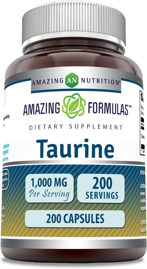アメイジングフォーミュラ タウリン 1000 Mg/サービング 200 カプセル アミノ酸サプリメント | 非GMO | グルテンフリー | アメリカ製