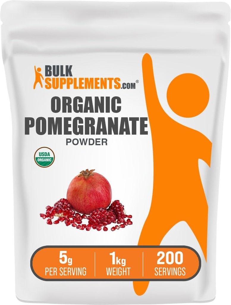 BulkSupplements.com有機ザクロパウダー - 免疫サポートのためのザクロサプリメント - グルテンフリー、サービングあたり5g、1kg(2.2ポンド)(1パック)