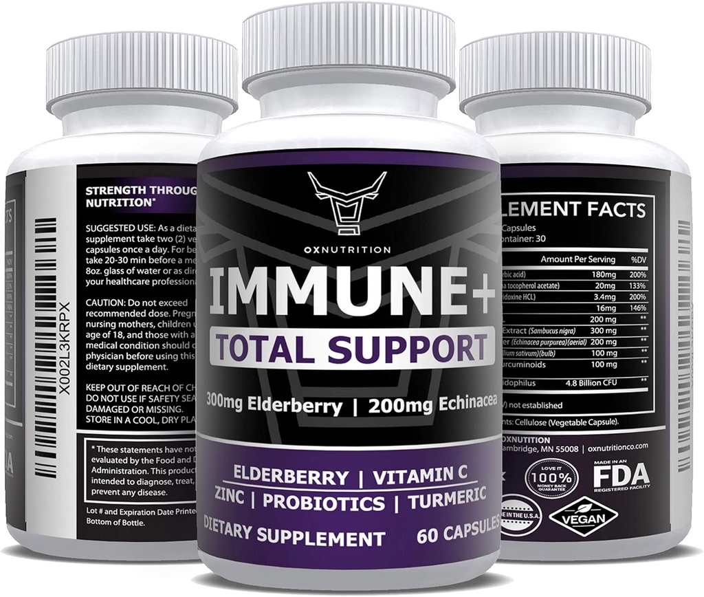 1エルダーベリー、ビタミンC、亜鉛、ビタミンE、ビタミンB6、Echinacea、ニンニク、Turmeric、L-グルタミンHCL及びImmeの防衛のためのLactobacillusのプロバイオティクス及び酸化防止剤の供給のOXの栄養10