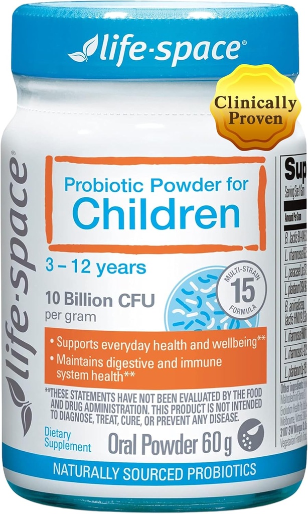 Life-Space Probiotic for Children 3-12 Years,10 Billion CFU & Multi Strain, Improve Appetite for Relieve Picky, Boost Digestive Health & Immune, Support Children's Overall Health, 60 Grams