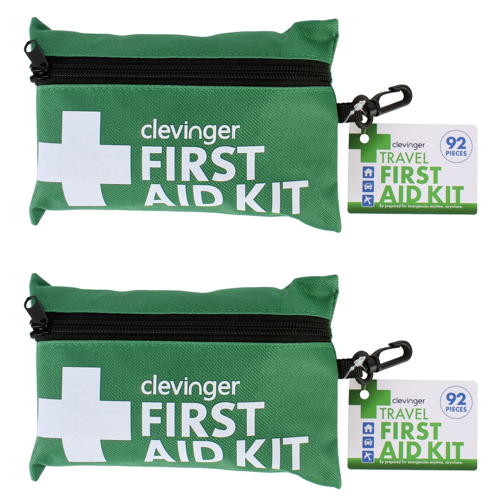 Mini First Aid Kit, 92pcs Small First Aid Kit - Includes Emergency Foil Blanket, Scissors for Travel, Home, Office, Vehicle, Camping, Workplace & Outdoor, ARTG Number 244567 (2 Pack)