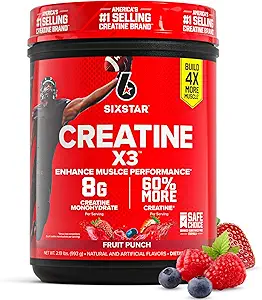 シックススタークレアチンモノハイドパウダー、X3(ICYスノーコーン) - 筋肉の構築と性能のための風味のクレアチンHClパウダーモノハイドサプリメント - 男性と女性のためのワークアウトサプリメント - 30サービング