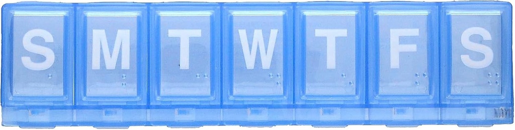 EZY DOSEウィークリー(7日)ピルプランナー、薬用ケース、ビタミンオルガナイザーボックス、安全な処方薬への大きな錠コンパートメント、事故の緩和、青