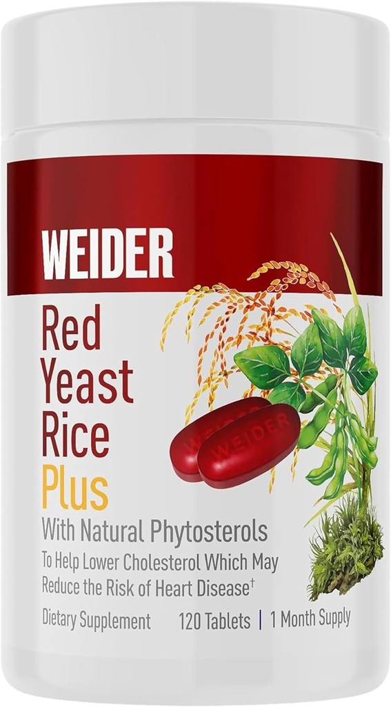 Weider の自然な Phytosterols、グルテンフリーの 1 つのか月の供給の 850mg の赤いイースト米のプラス 1200mg、