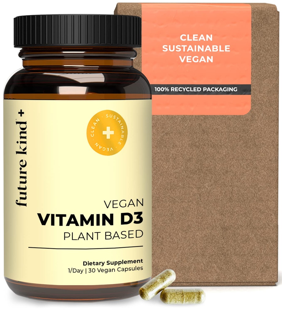 将来の種類のビーガンビタミンD3-2500 IU セル&免疫サポートのための植物ベースのサプリメント - 砂糖フリー、リチェンベースのビタミンD(ガラスボトルの30 Softgels)