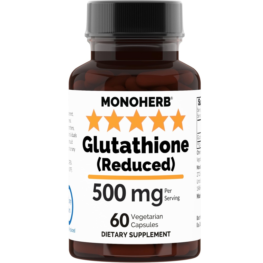 MONOHERB削減グルタチオン500mg - 60ベジーカプセル  カプセルあたり250mg - サービングサイズ2カプセル:500mg - 30サービング