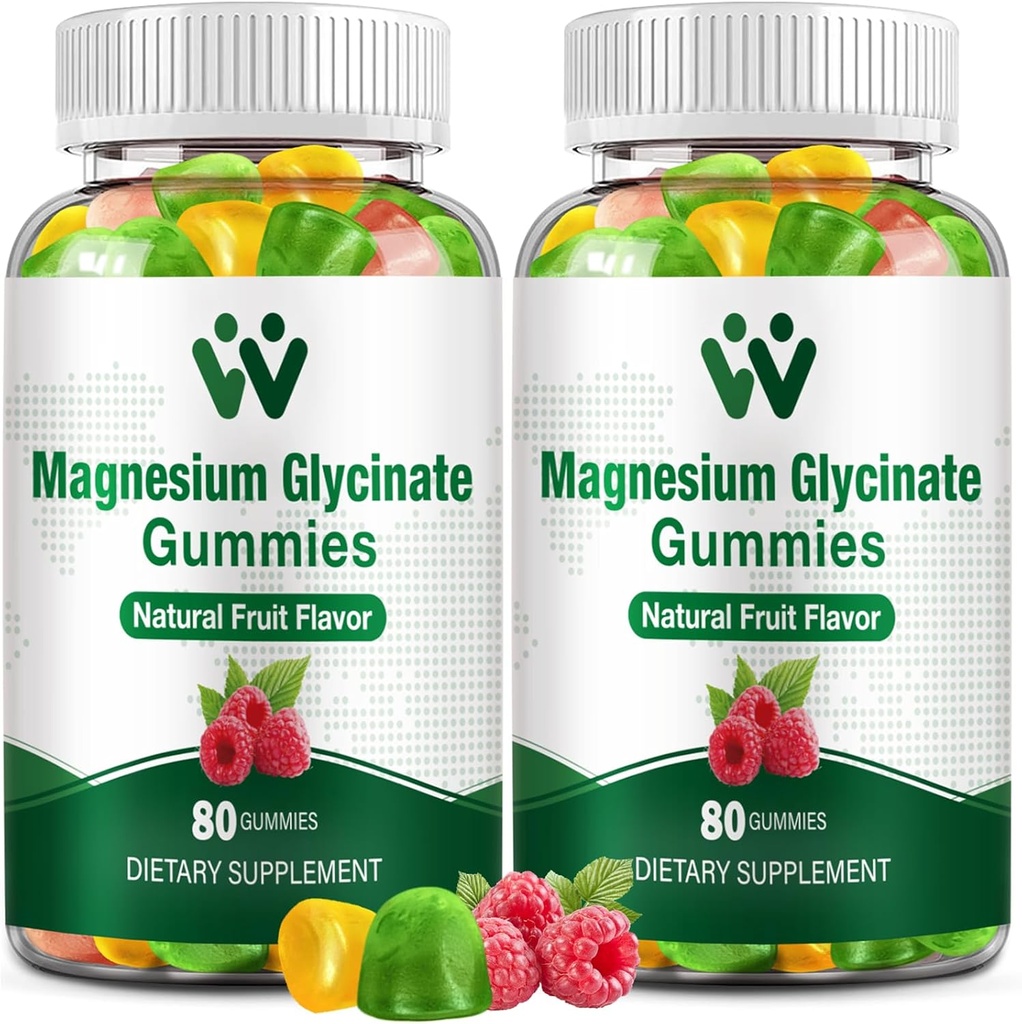 マグネシウムのGlycinateのガミー400 - 睡眠のためのマグネシウムの補足、ストレス及び筋肉救助はビタミンD、B6のフルーツの味、ビーガン、2のパックが付いている大人そして子供のためのマグネシウムの咀嚼を包みます