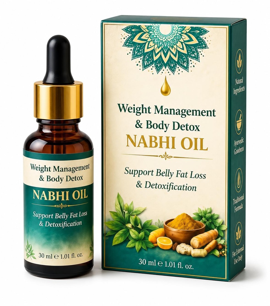 Nabhi Oil for Weight Management & Body Detox 30ml | Ayurvedic Herbal Belly Button Oil | Supports Digestive Wellness, Metabolism Balance, Relaxation & Daily Self-Care for Men & Women