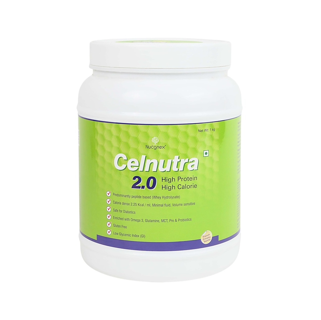 Nucgnex Celnutra 2.0 High Calorie Nutrition Powder | Advanced MCT + Whey Protein Blend | Faster Recovery & Gut Health | Prebiotics & Probiotics | No Added Sugar | For Fluid Restricted Diets | 1kg