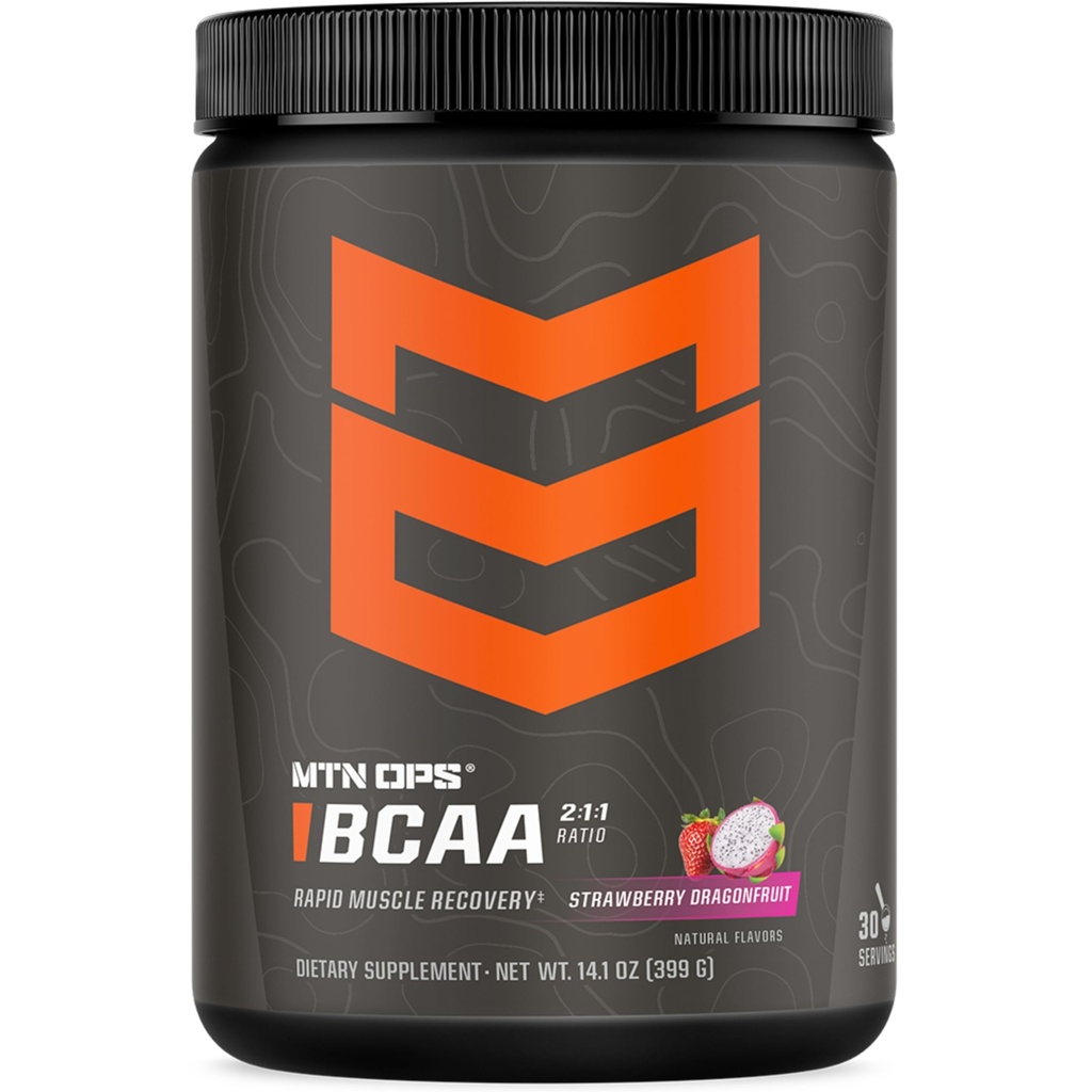 MTN OPS BCAA 2:1:1 アミノ酸は、ゼロシュガー&グルテンフリーで迅速な筋肉の回復と修復のための粉末を補います(30サービングチューブ、イチゴドラゴンフルーツ)
