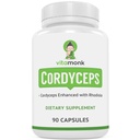 VitaMonkコルディプスキノコカプセルとロディオラ、2グラムのコルディプスキノコは、ロディオラで強化 - ブーストエネルギー、格闘ストレス、パフォーマンスを向上させる、非GMO - 2000mg - 90キャップ
