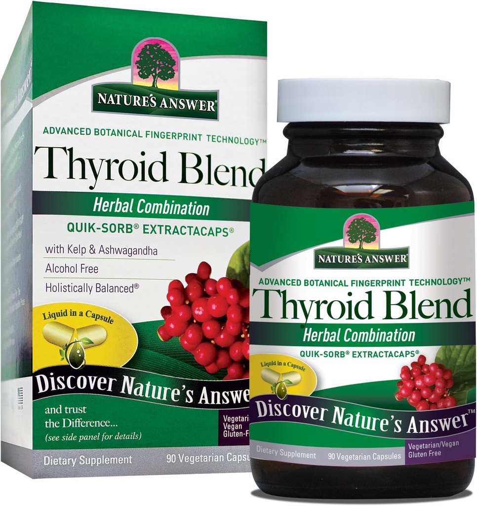 Nature's Answer Thyroidコンプリートブレンド ベジタリアンカプセル 90 カウント | サポート 甲状腺 | 自然エネルギーブースター | 代謝を促進する