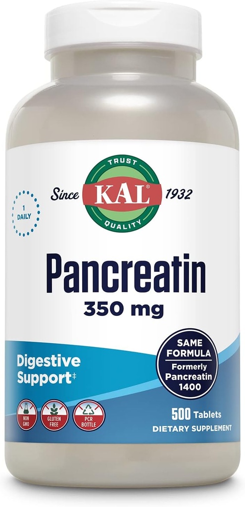 KALパンクレアチン350mg、女性と男性のための消化酵素、消化の健康サポートのためのパンクレアチン酵素、グルテンフリー、非GMO、急速な統合、60日の保証、500のサービング、500のタブレット