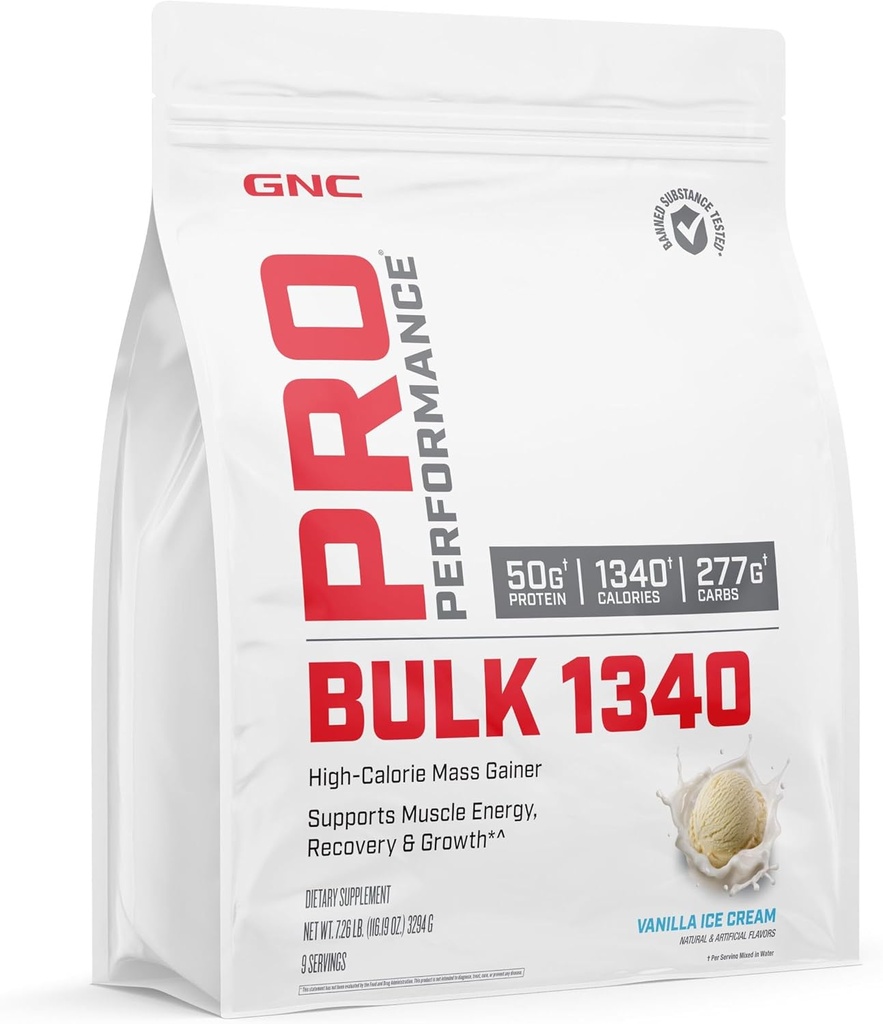GNCのプロ パフォーマンスのバルク1340の固有利な蛋白質の粉、50gのグルテンフリー、Whey、クレアチン、BCAAの3rd党テストされた、筋肉回復及び成長、微量栄養素、バニラアイス クリーム、9のサービング