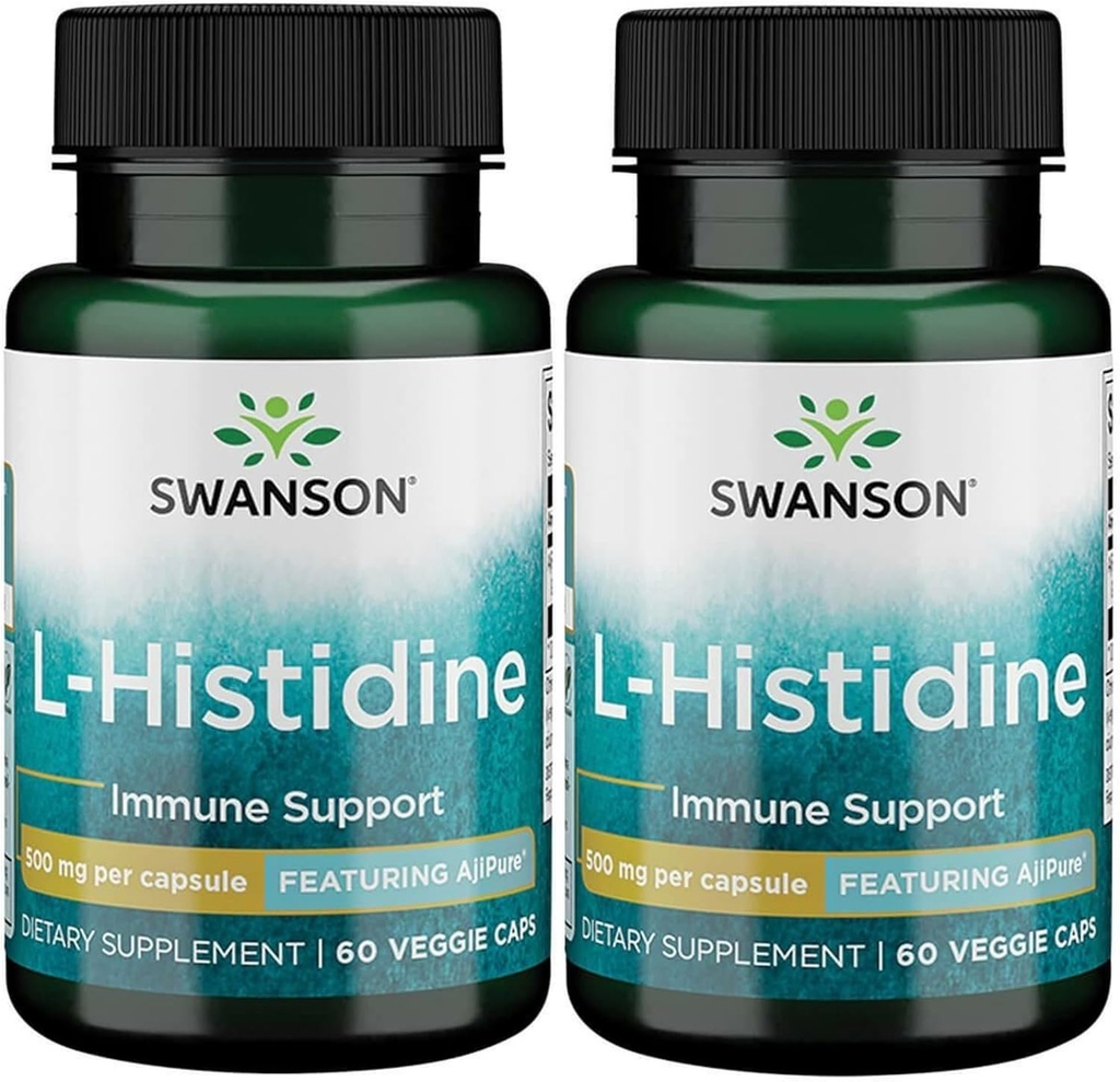Swanson L-Histidine - Ajipure 500 mg 60ベジキャップを特徴とする(2パック)