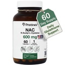 PRISTINE'S N-Acetyl L-Cysteine (NAC) 600MG 60の日の供給の補足のカプセル - グルタチオン及び肝臓のデトックス サポート - 強力な酸化防止剤 - ビーガン、グルテンフリーのGMOガラスびん