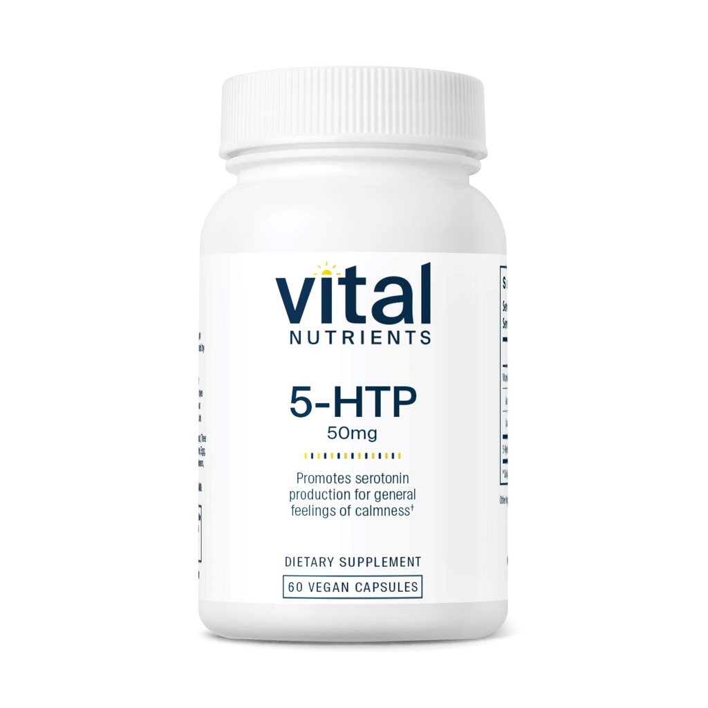生体栄養素5-HTP 50mg(5-ヒドロキシトリプトファン) | ビーガンセロトニンサポートサプリメント* | 睡眠とストレスサポート | 5HTPとビタミンB6 | グルテン、酪農場、大豆フリー | GMO | 60カプセル