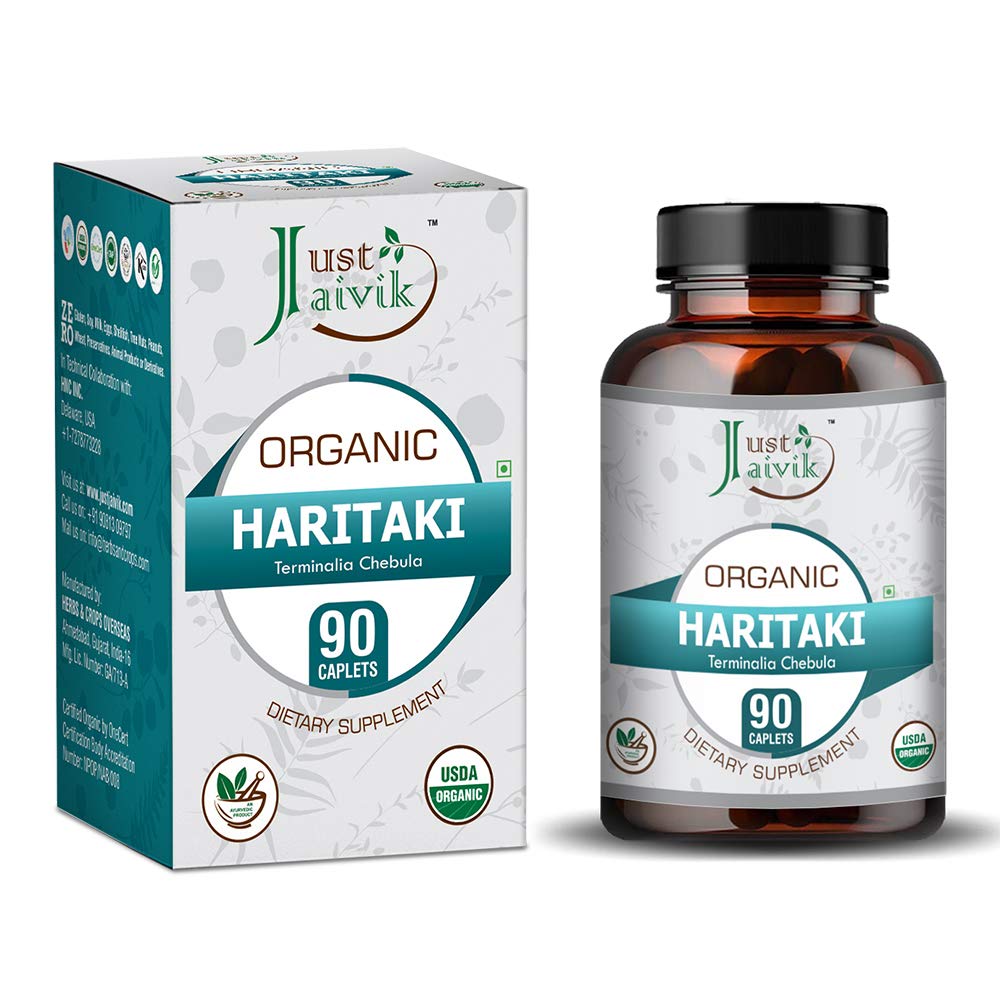 Jaivik Organic Haritaki (Terminalia Chebula) - 750mg (90錠) | Vataの解毒及び若返りのためのサプリメント