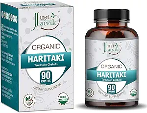 Jaivik Organic Haritaki (Terminalia Chebula) - 750mg (90錠) | Vataの解毒及び若返りのためのサプリメント