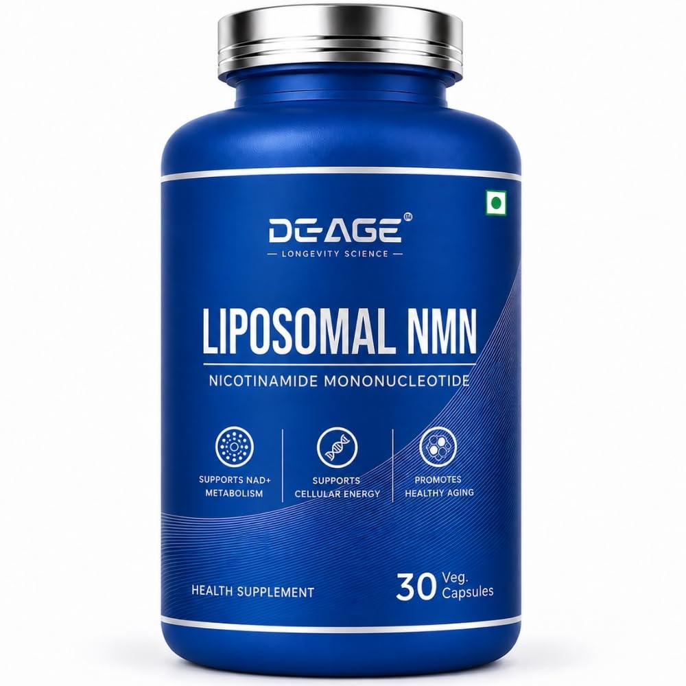 DeAge Liposomal NMN 500mg Capsules | High Absorption Pure NMN Nicotinamide Mononucleotide | Increased NAD+ levels & Healthy Aging | Longevity Support | 30 Veg Capsules