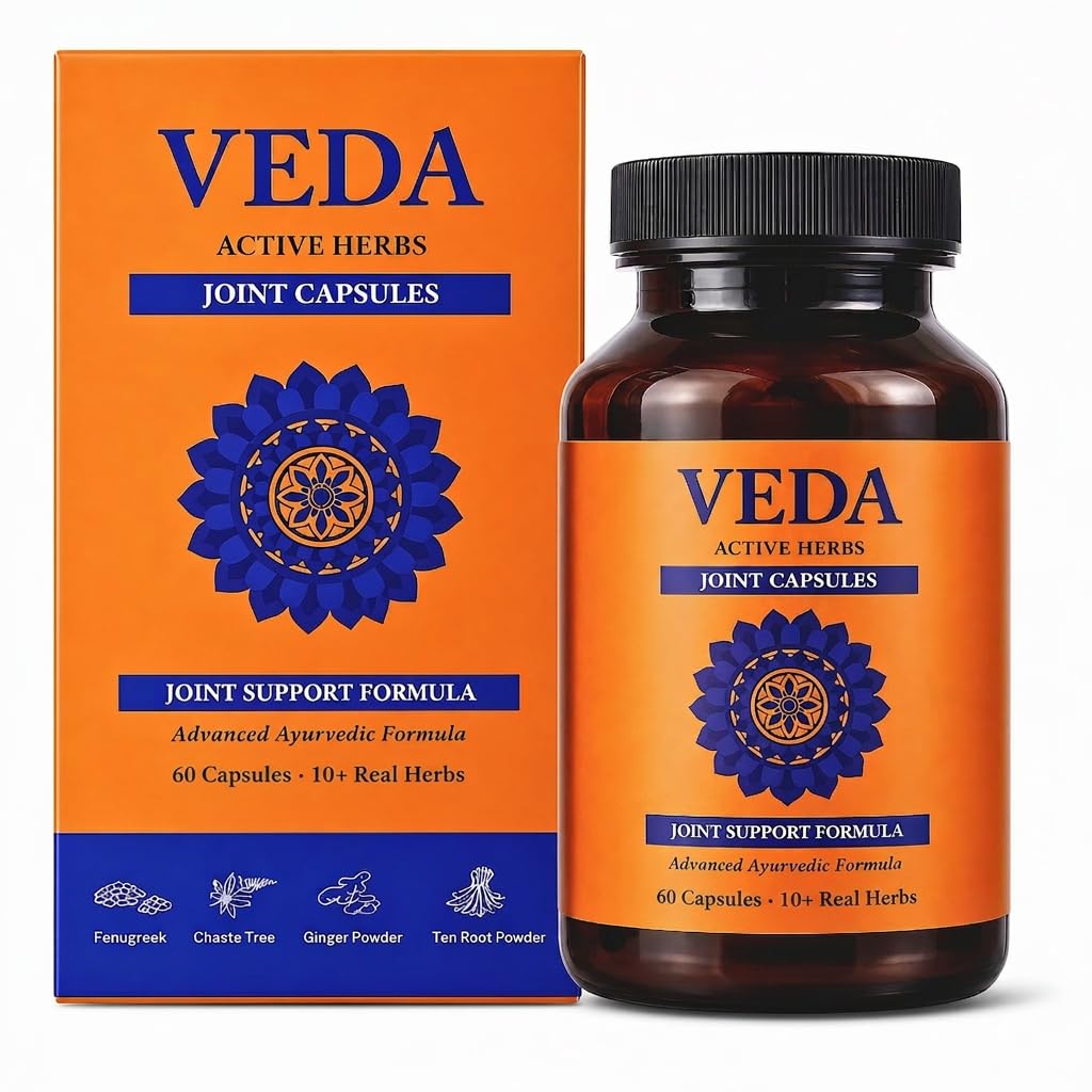Veda Joint Pain Capsules | Ayurvedic Herbal Formula for Arthritis, Knee & Back Pain | With Guggul & Shallaki | 60 Veg Capsules
