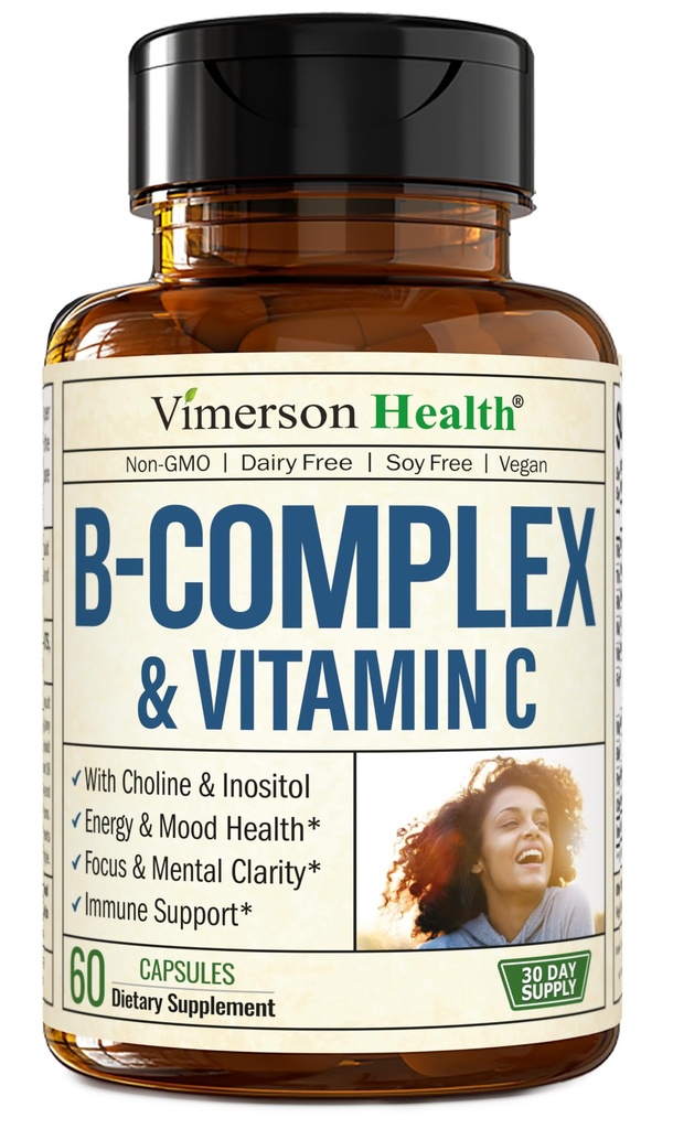 VIT C及び葉酸(葉酸塩)が付いているビタミンBの複合体- 8の高い効力Bのビタミン:B1、B2、B3、B5、B6、B7、ビタミンB12 +ビオチン、コリン及びイノシトール。 Aids Mood、エネルギー、神経系、免疫系サポート