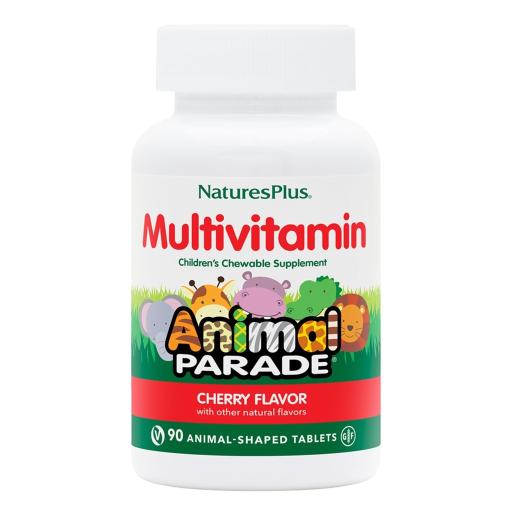 Natures Plus動物のパレードマルチビタミン子供の咀嚼 - チェリーフレーバー - 90アニマルシェイプ錠 - 健康と健康を促進する - ベジタリアン、グルテンフリー - 45サービング
