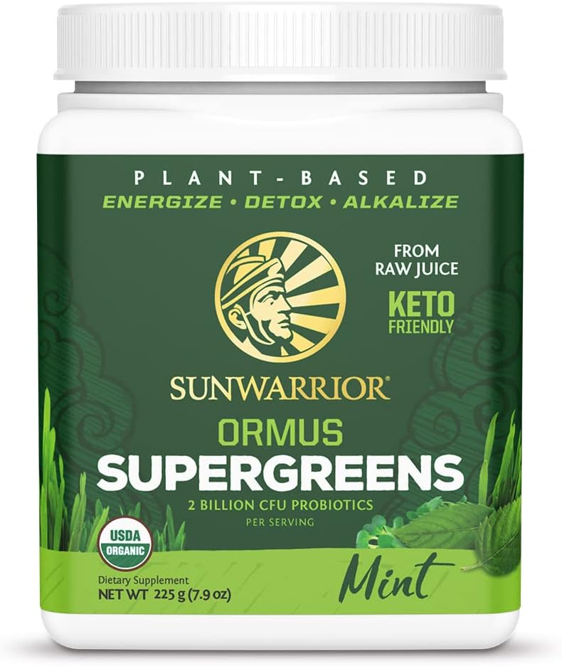 Organic Greens Powder Superfood Complex | Organic Super Greens Powder from Raw Juice with Probiotics Moringa Leaf & Electrolyte Minerals | Vegan Non-GMO No Added Sugar (Mint, 45 Servings)
