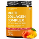 Carbamide Forte Multi Collagen Supplements for Women & Men | Multi Collagen powder with All 5 Types of Peptides Included - TYPE I, II, III, V, X | Peach Mango Flavour - 200g