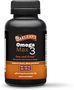 Barleanの理想的なオメガ最高の3魚油の補足、1000のmgのSoftgels、EPAおよびDHAの脂肪酸の丸薬男性および女性、オレンジ味、60の計算