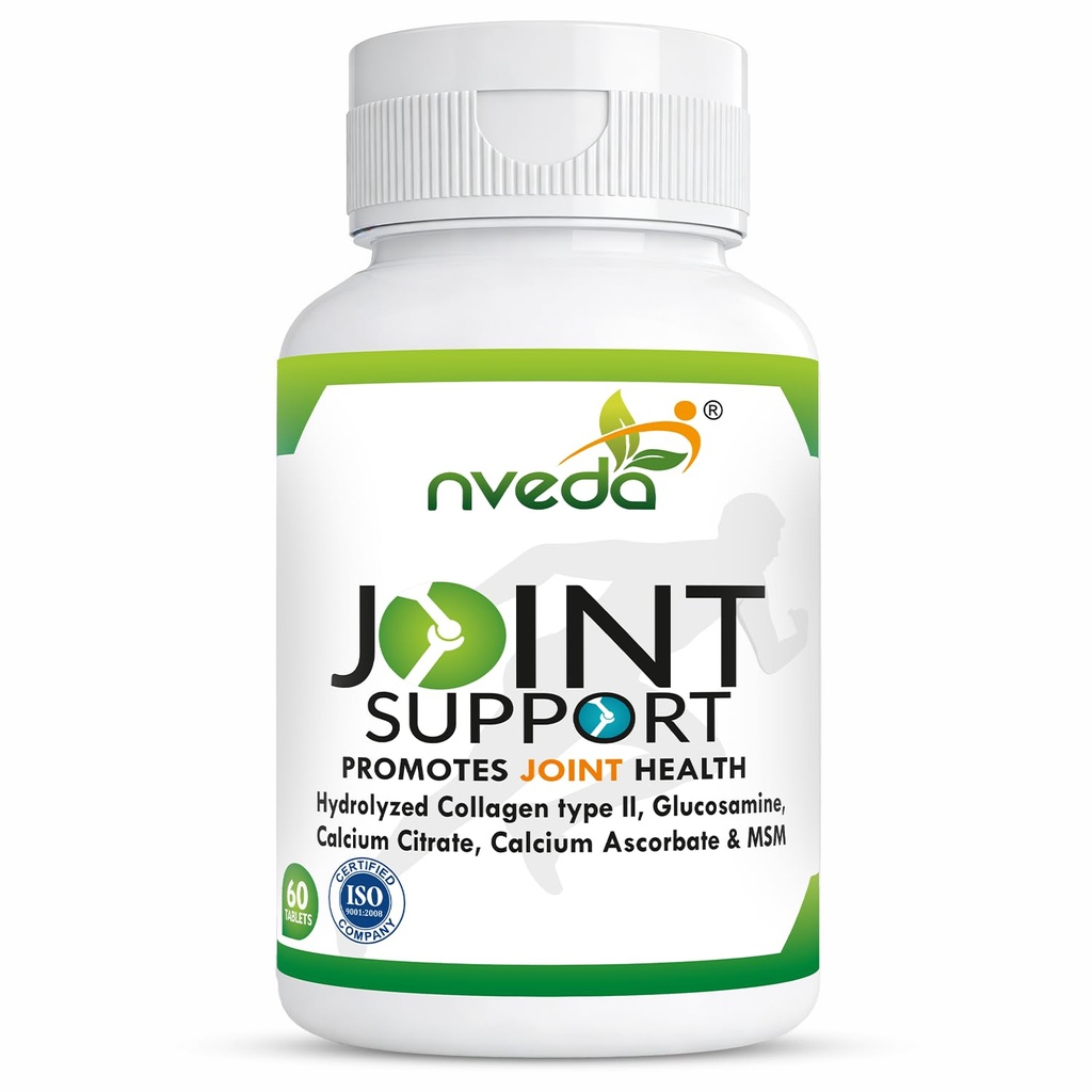 Nveda Joint Support Tablets for Men & Women | Collagen Type 2, Glucosamine, MSM & Calcium | Joint Pain Relief, Cartilage Support, Joint Mobility & Arthritis Support Supplement | 60 Tablets