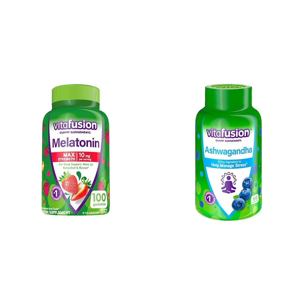 Vitafusionの最高の強さのMelatoninのガミーの補足、100の計算のAshwagandhaのガミー、60の計算
