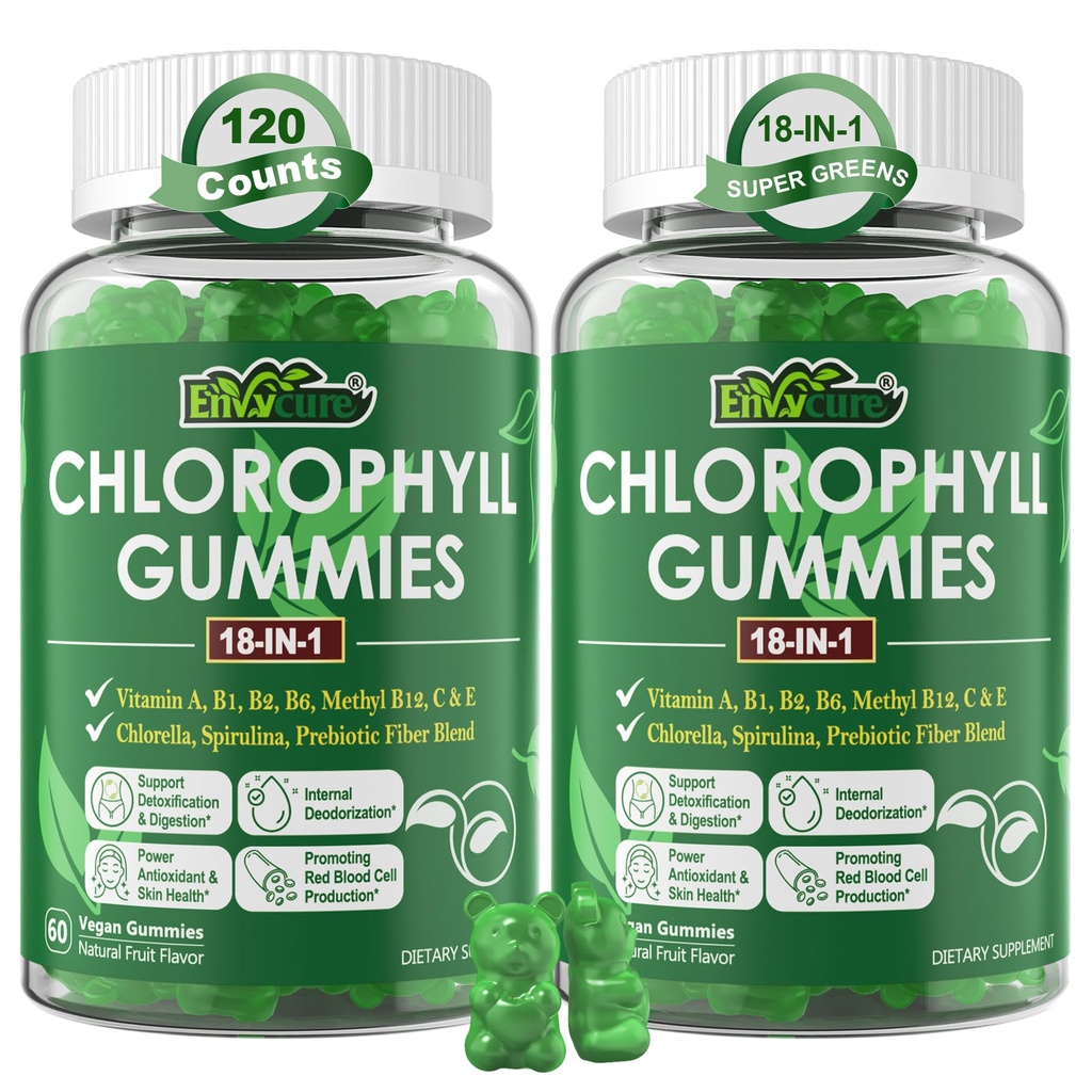 Chlorophyllのガミー、有機性ChlorellaのSpirulina、小麦の草、マグネシウム、内部Deodorant*、慰めの消化、Metabolism、Immune、新しいボディ臭気、2PacksのためのPrebiotic繊維