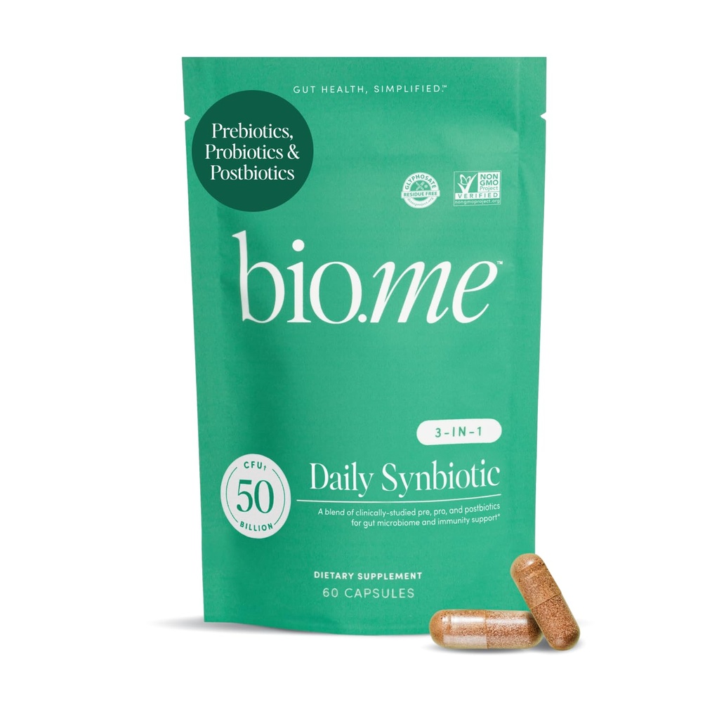 Synbiotics 3-in-1 プレバイオティクス, プロバイオティクス & 消化の健康のためのPostbiotics, 腸の健康, 免疫サポート & 男性と女性のためのBloating救済 - 50 摂食あたりBillion CFU - ビーガン, 60 カプセル (30 サービング)