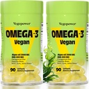 ビーガンオメガ3 DHAサプリメント - Algaeオイルの代替プレミアムフィッシュオイル | 90カラギーナン無料Softgels | 植物ベースのアルガルDHAエッセンシャル脂肪酸、非GMO(藻、90カウント)