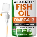 犬と猫のためのオメガ3魚油 - ワイルドアラスカサーモンオイルで作られています。 Omega 3 EPA + DHA脂肪酸とペットのための液体魚油サプリメント。 実際の成分、本物の味 - 獣医によって信頼!