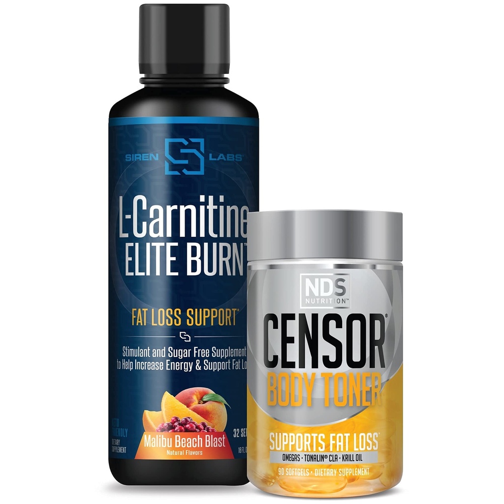 CLA(90 Softgels)とCensor NDS栄養の脂肪質の損失ボディ トナー及びサイレンLabs Lカルニチンのエリートは脂肪質の損失サポートMalibuのビーチ ブラスト3000のmg (32のサービング)を焼きます