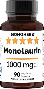 Monolaurin 1000 mg per Capsule - 90 Veg Capsules | Serving Size 2 Capsules: 1000 mg - 45 Servings