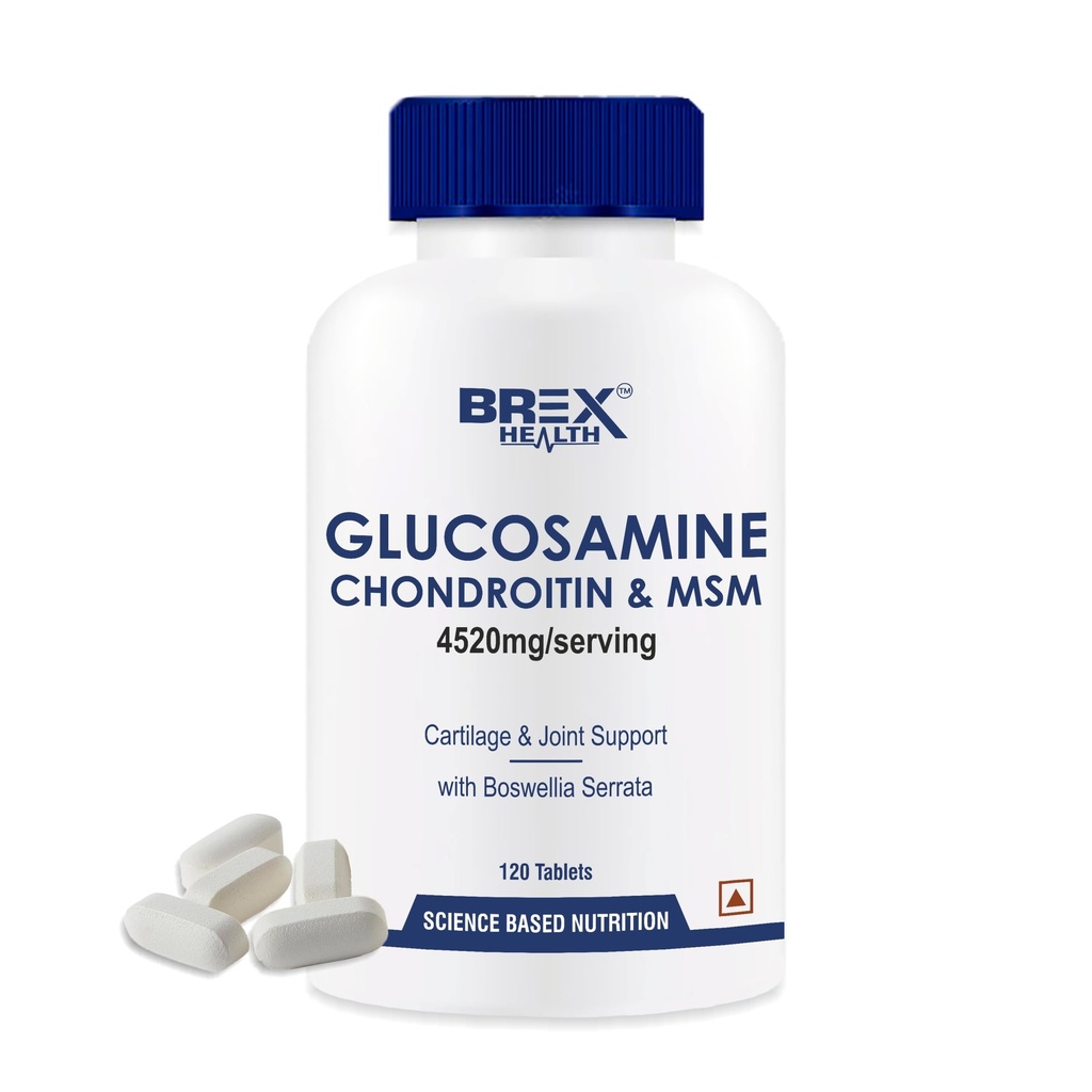 Glucosamine Chondroitin, MSM with Boswellia | Supplement For Cartilage & Joint Support | Flexibility & Mobility - 120 Tablets