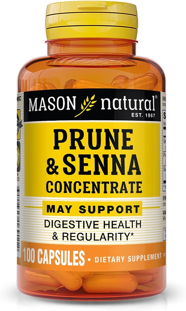 MASON NATURAL Prune のセンナの濃縮物、規則性のための自然な野菜 Laxative およびサポート 腸及び消化機能、100 カプセル